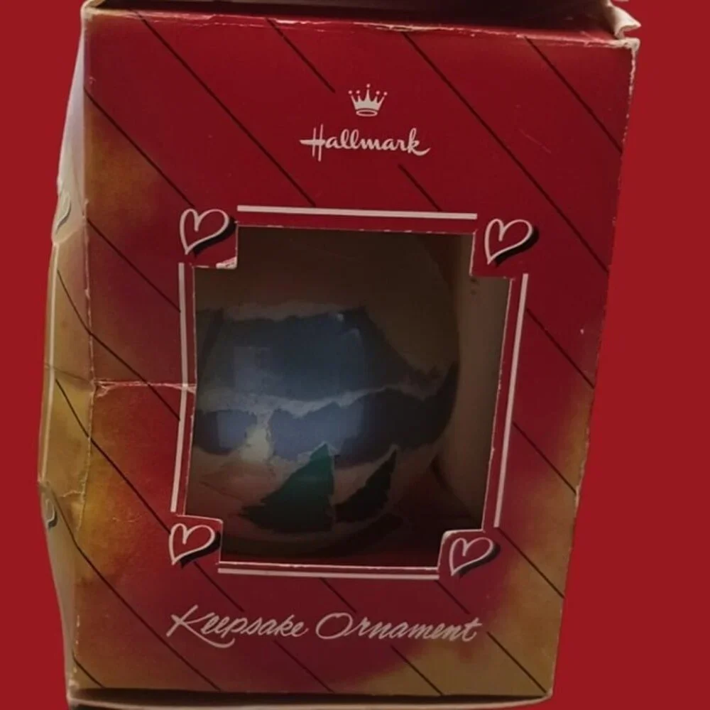 Hallmark 1986 christmas together glass ornaments set of 2